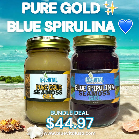 Pure Gold + Blue Spirulina Seamoss Gel (Bundle) ✨💙